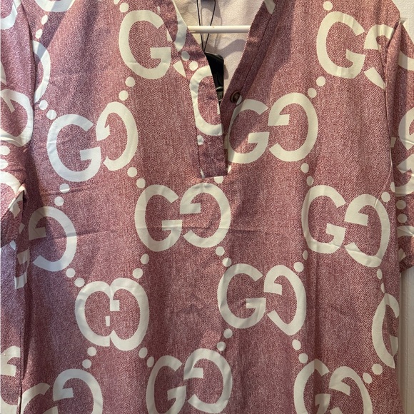 Gucci Mauve Logo Print Dress - Picture 2 of 3